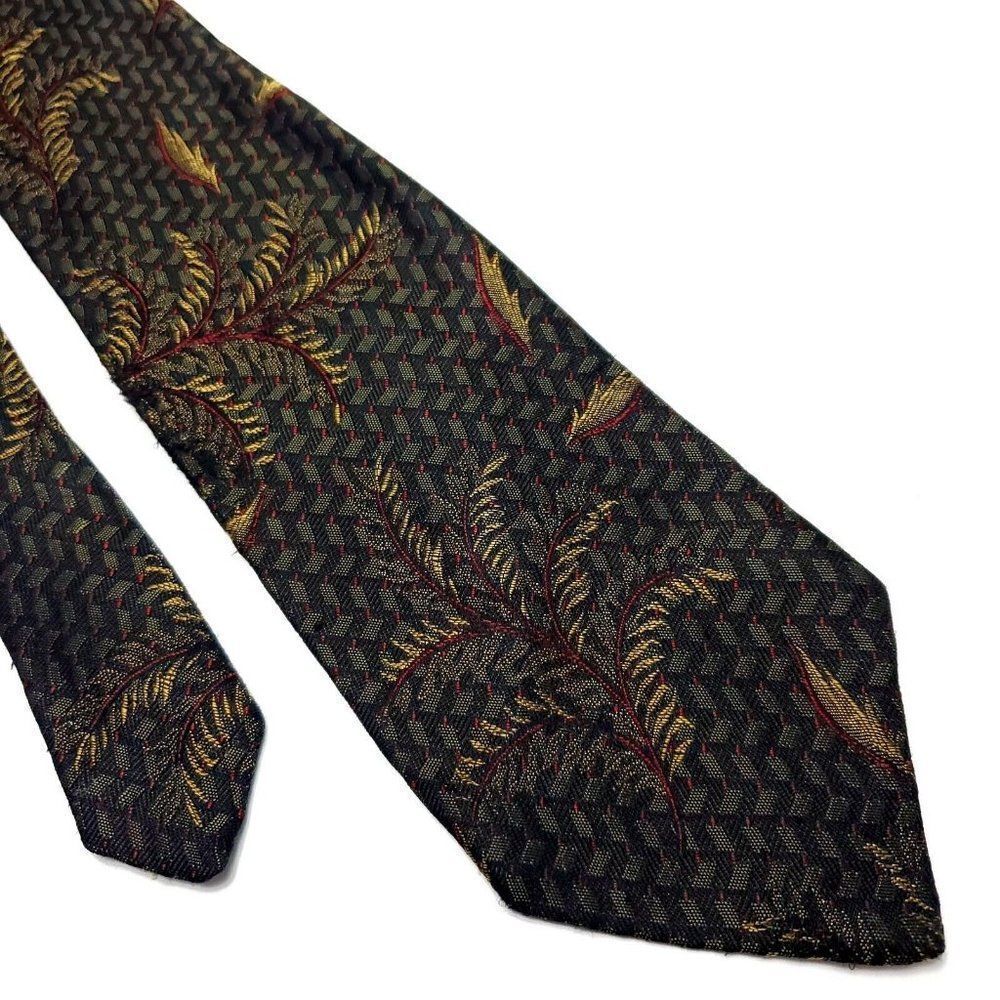XMI For Nordstorm Grey & Mossy Green Silk Tie‎ Woven Short Floral